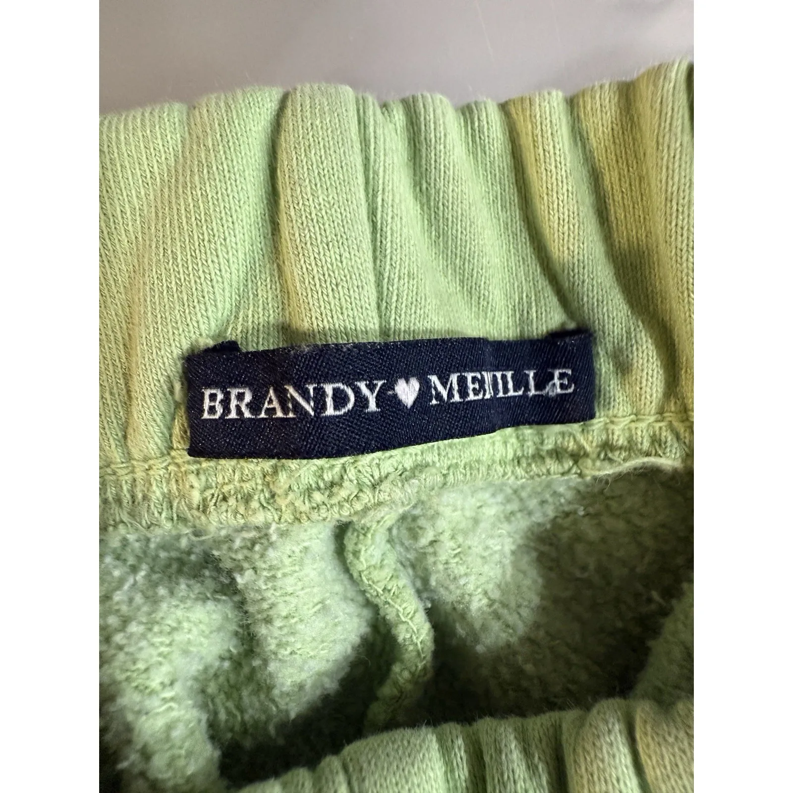 BRANDY MELVILLE Lime Green "Rosa" Hi-Waist Jogger Sweatpants One Size Fits Most - Image 3
