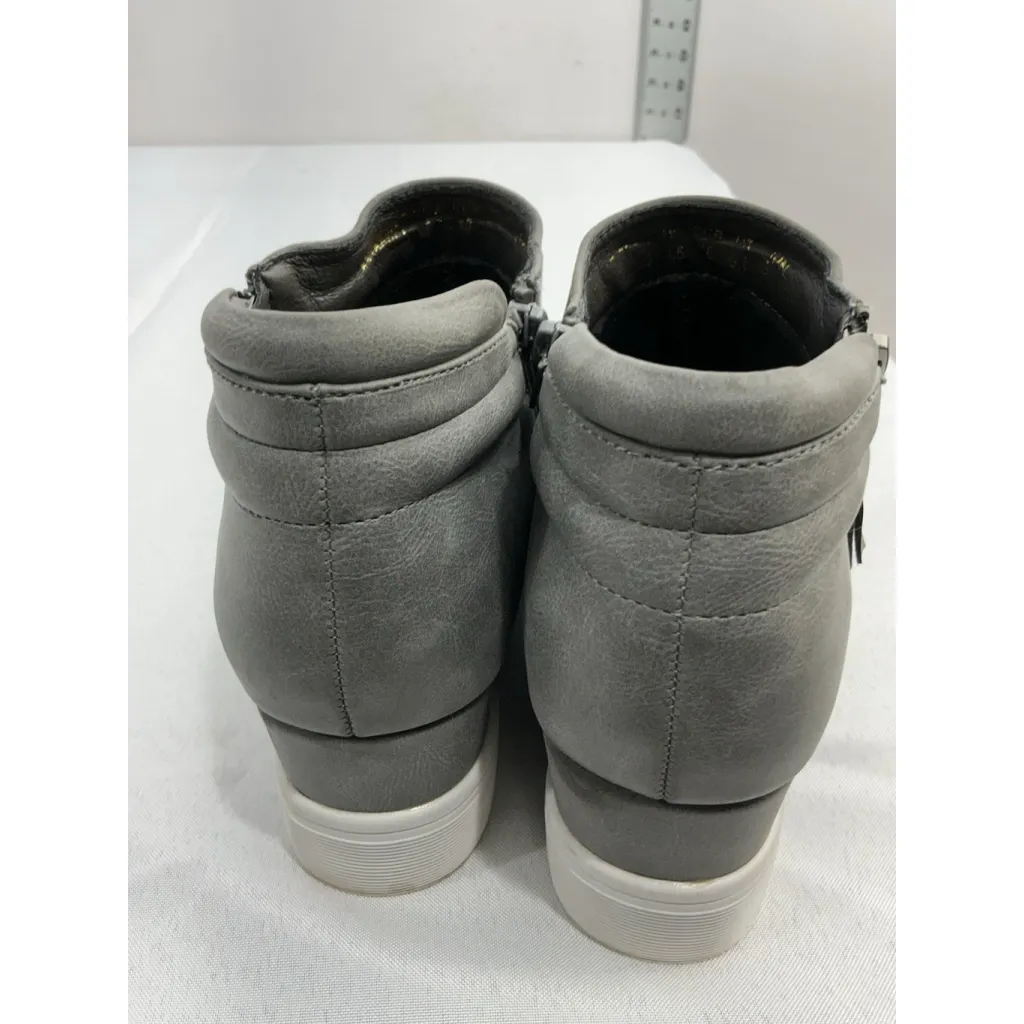 Womans Dream Pairs Fashion Sneakers 8.5 Gray Side Zip Wedge Ankle - Image 5