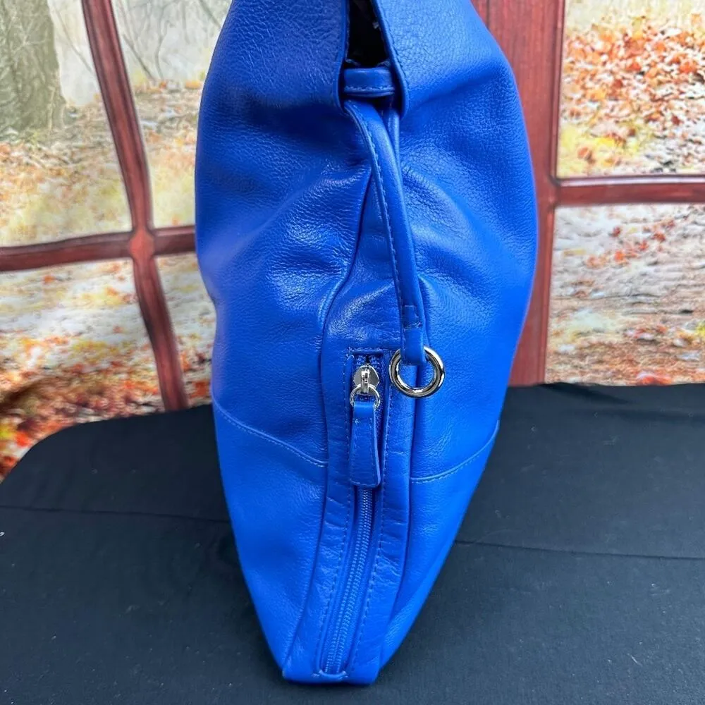 New York Cobalt Blue Leather Concealed Carry Tote w/ Nylon/Leather Clutch - Image 7