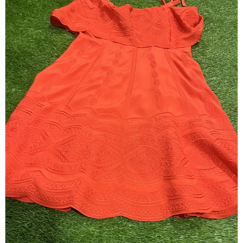 PARKER Nia Orange Silk Embroidered Lace Popover Party Dress Small NEW $398 - Image 5