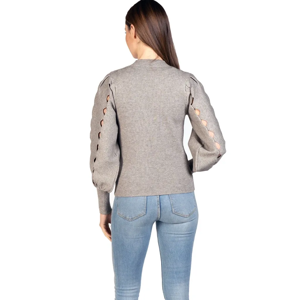 Love Token Ophelia‎ Cut Sleeve Gray Sweater, Medium - Image 3