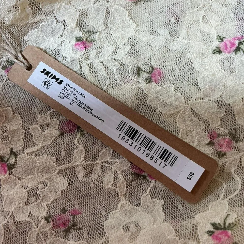 NWT SKIMS Stretch Lace Babydoll Stretch Butter Rosebud Print XL Cottagecore - Image 6