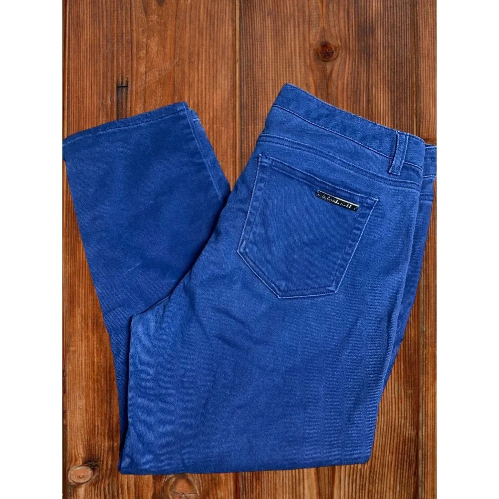 Michael Kors Cropped Skinny Pants Jeans Blue Silver Tone Hardware Size 8 - Image 3