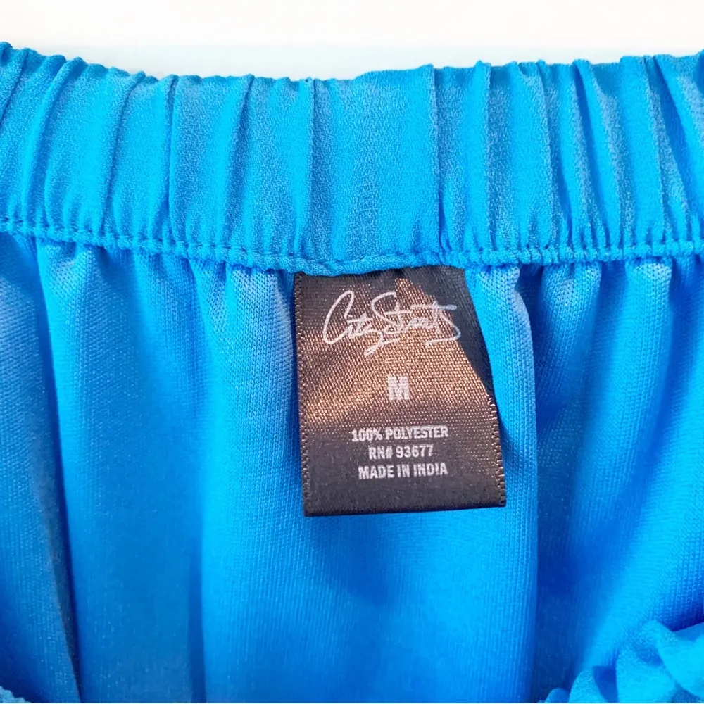 City Streets Blue Off Shoulder Flouncy Sleeve OTS Dress Medium M - Image 5