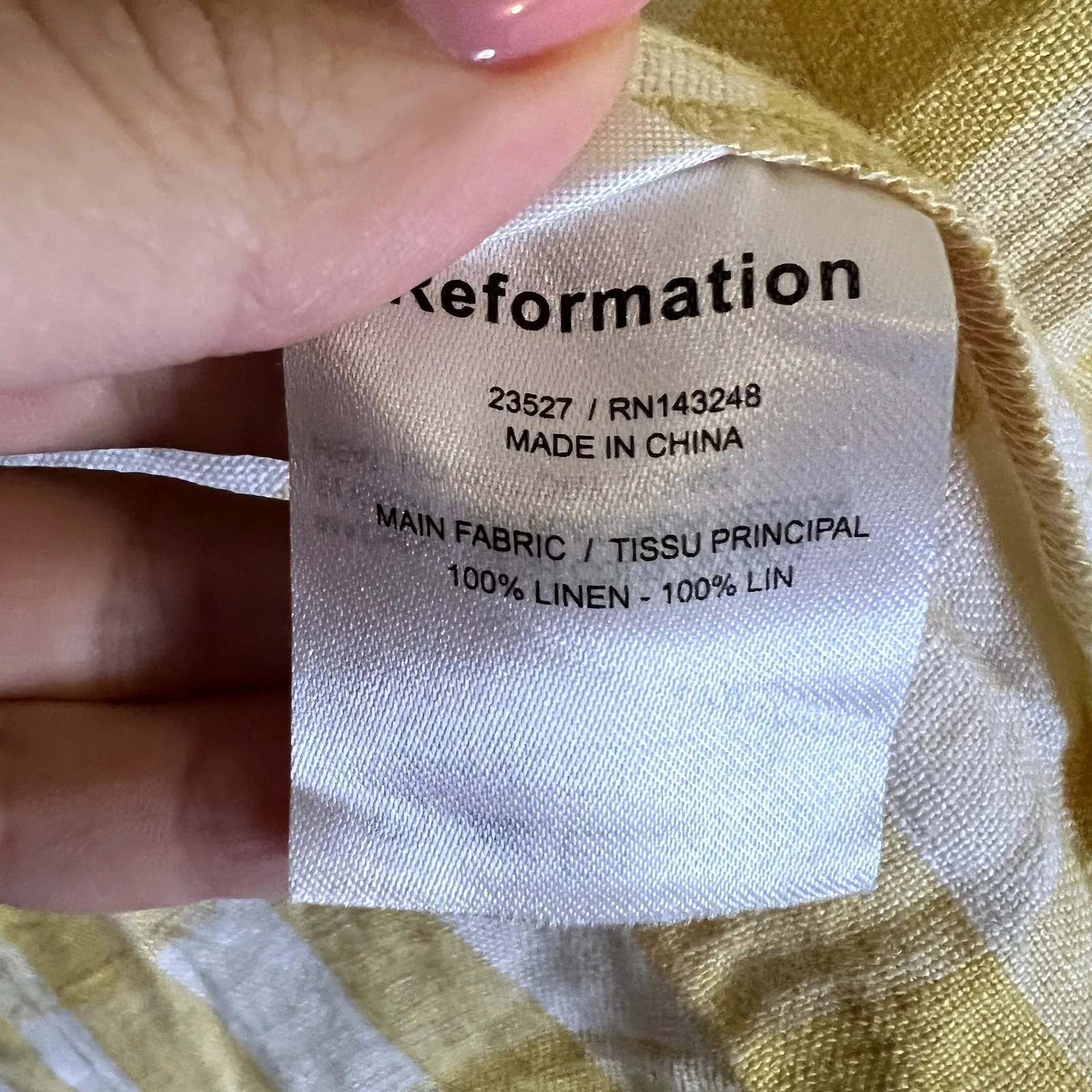 Reformation Nia Midi Dress Open Back Size 8 Plaid Yellow White - Image 4