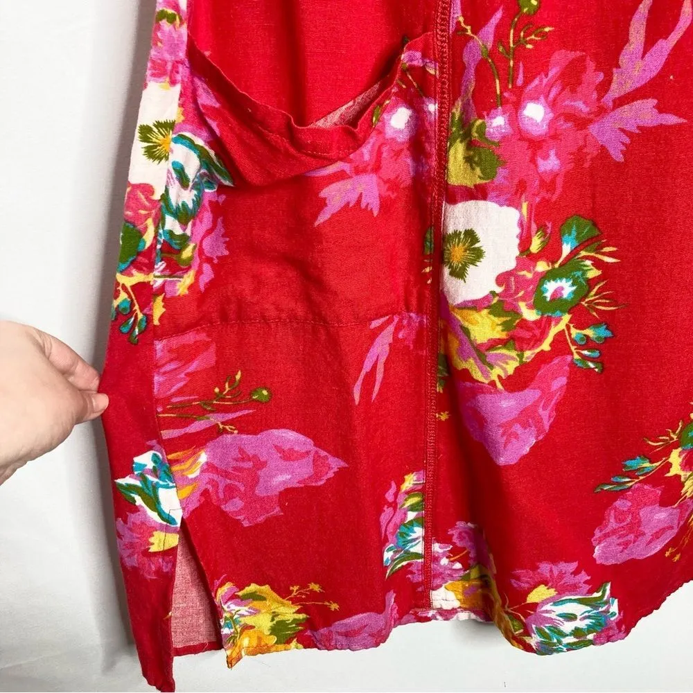 Vintage Metropolitan Sleeveless Red Hawaiian Shift Dress Size 1X Floral Tropical - Image 2