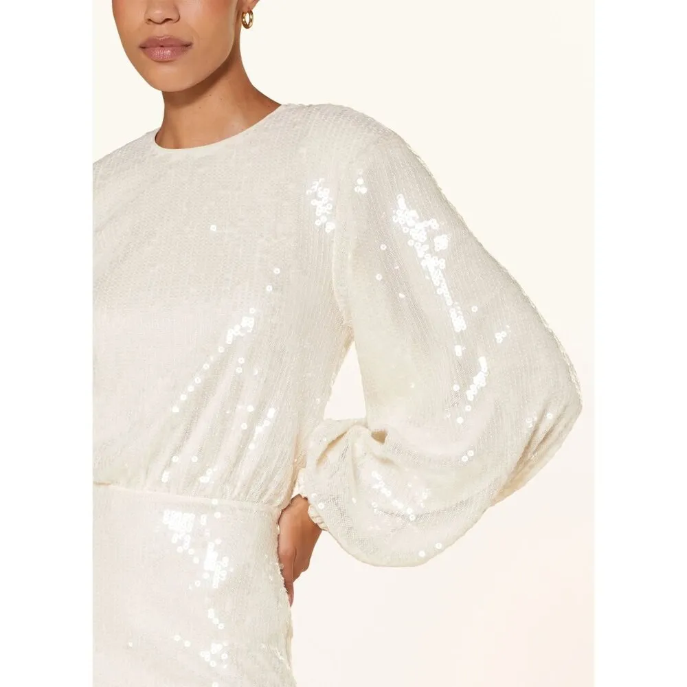 ROTATE Sequins Dress in Egret 38 New Womens Mini Long Sleeve Cocktail White Size undefined - Image 13