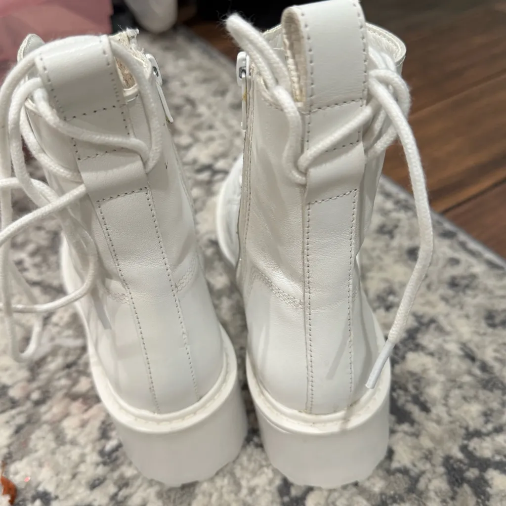 Steve Madden White ‘Tornado’ Lace-Up Combat Boots - Image 7