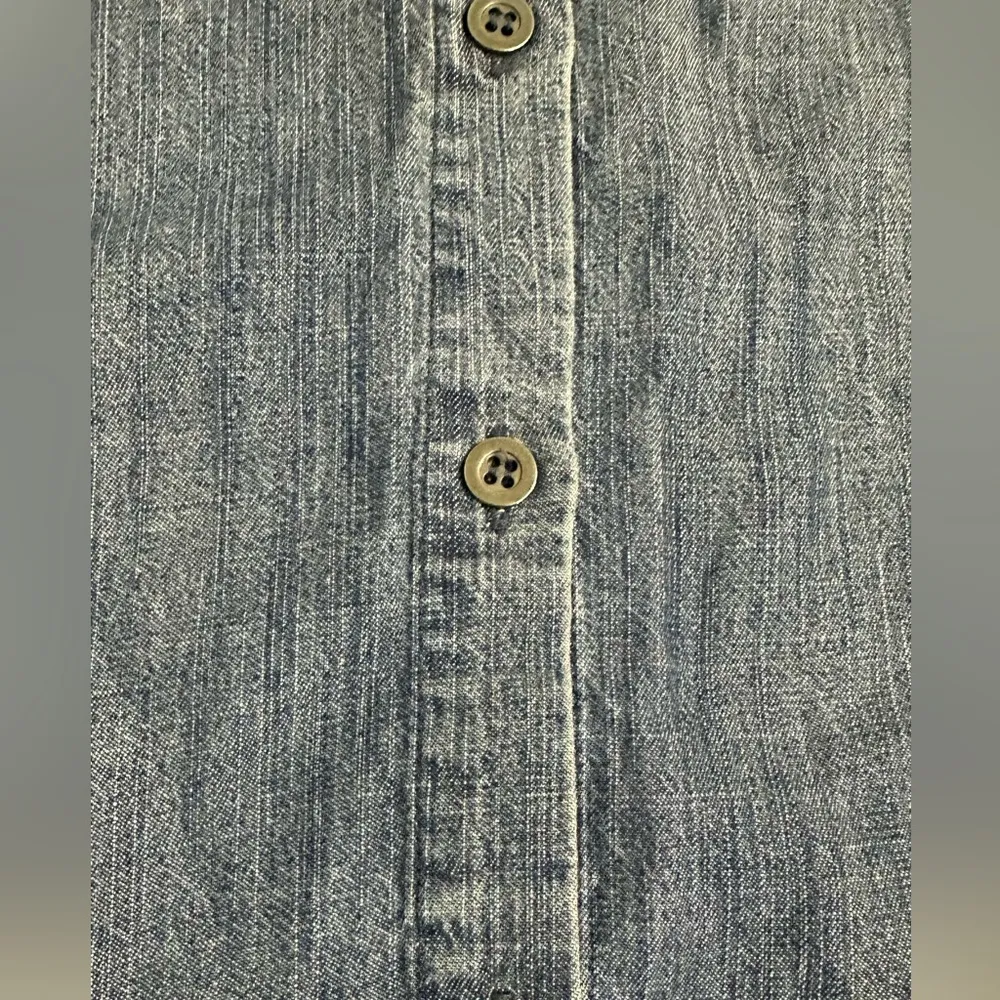 Eileen Fisher Blue Chambray Denim Asymmetrical Long Sleeve Shirt - Image 12