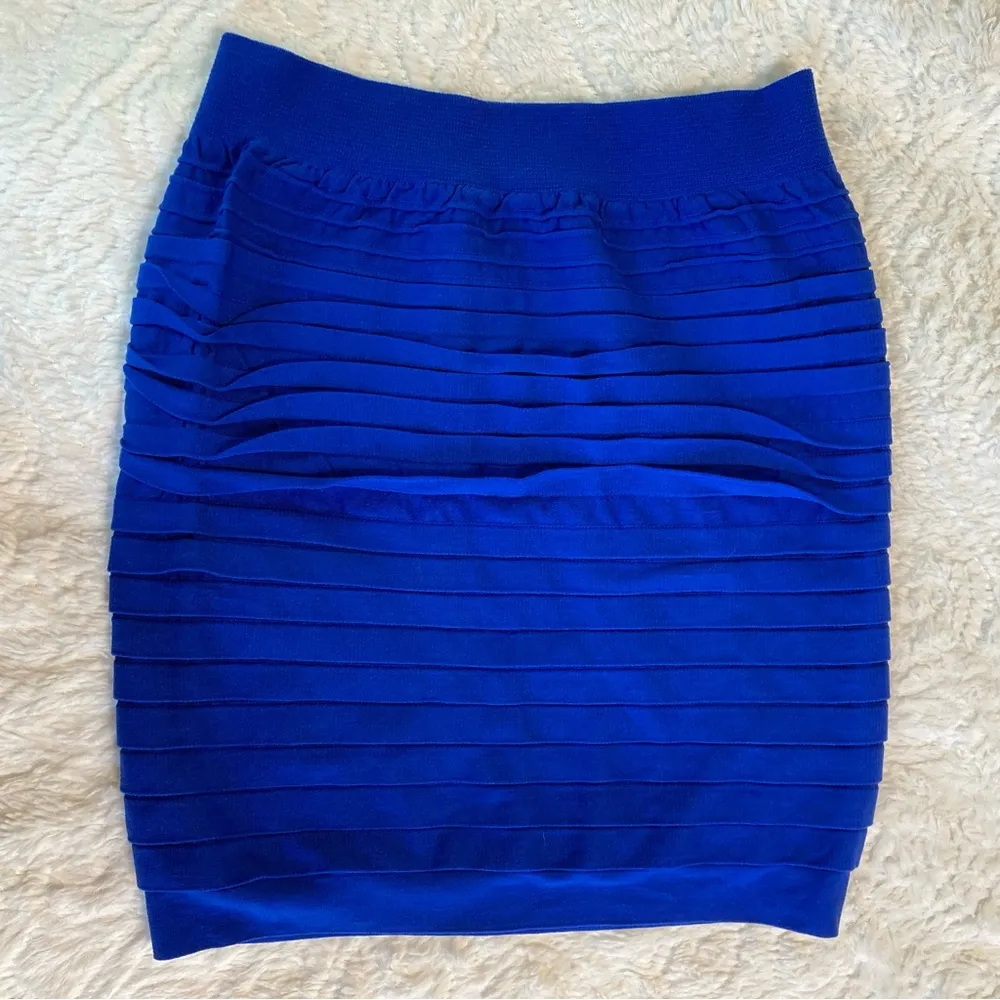 ROYAL Blue Pleated Bodycon Mini Skirt Size undefined - Image 3