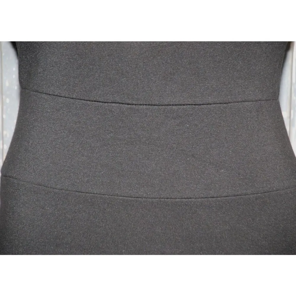 Twenty One Floral Ladies Little Black Dress Size L Stretch Back Zipper Nude Lace - Image 4