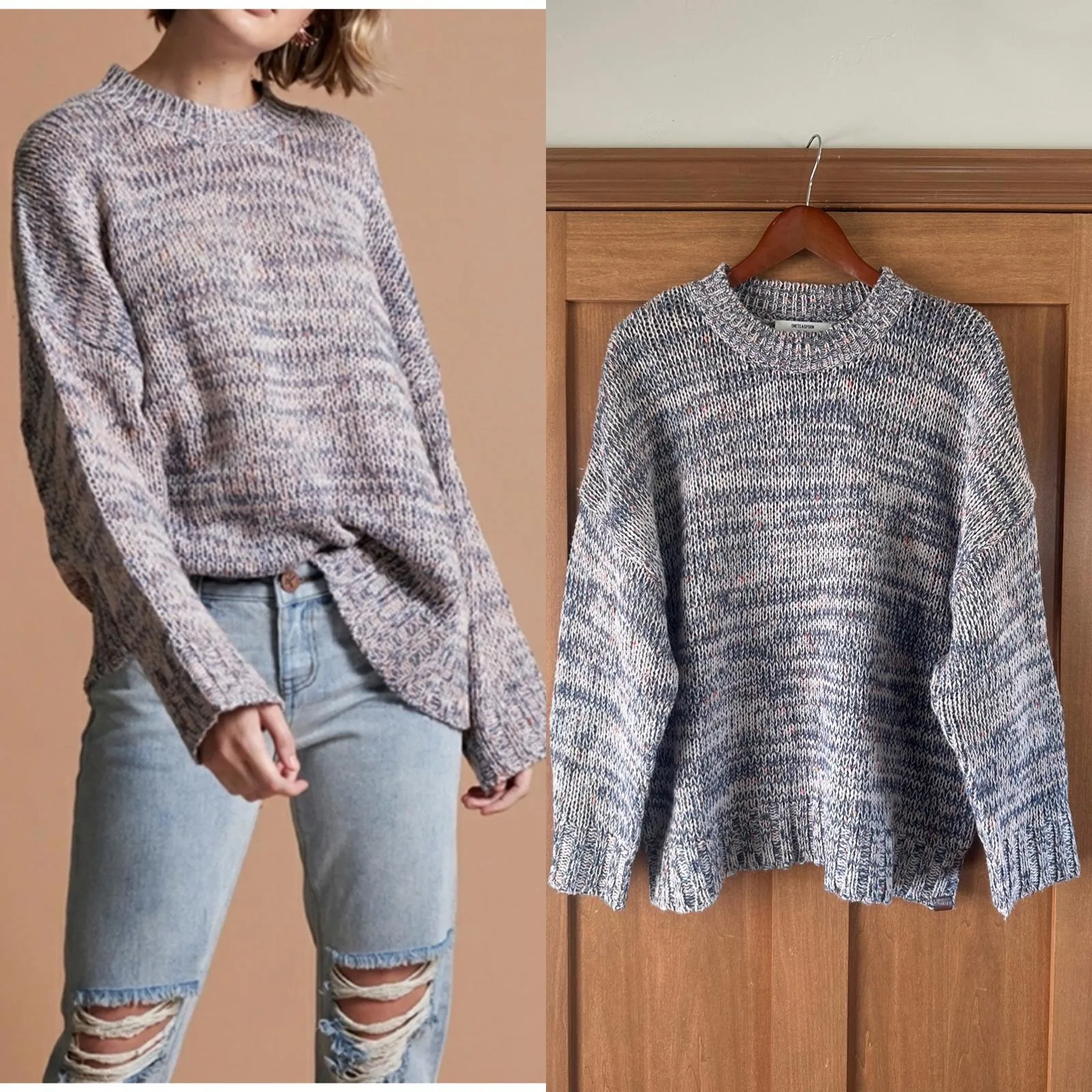 One Teaspoon Hackney Knit Oversized Marled Sweater Wool Blend Women’s Medium - Image 2