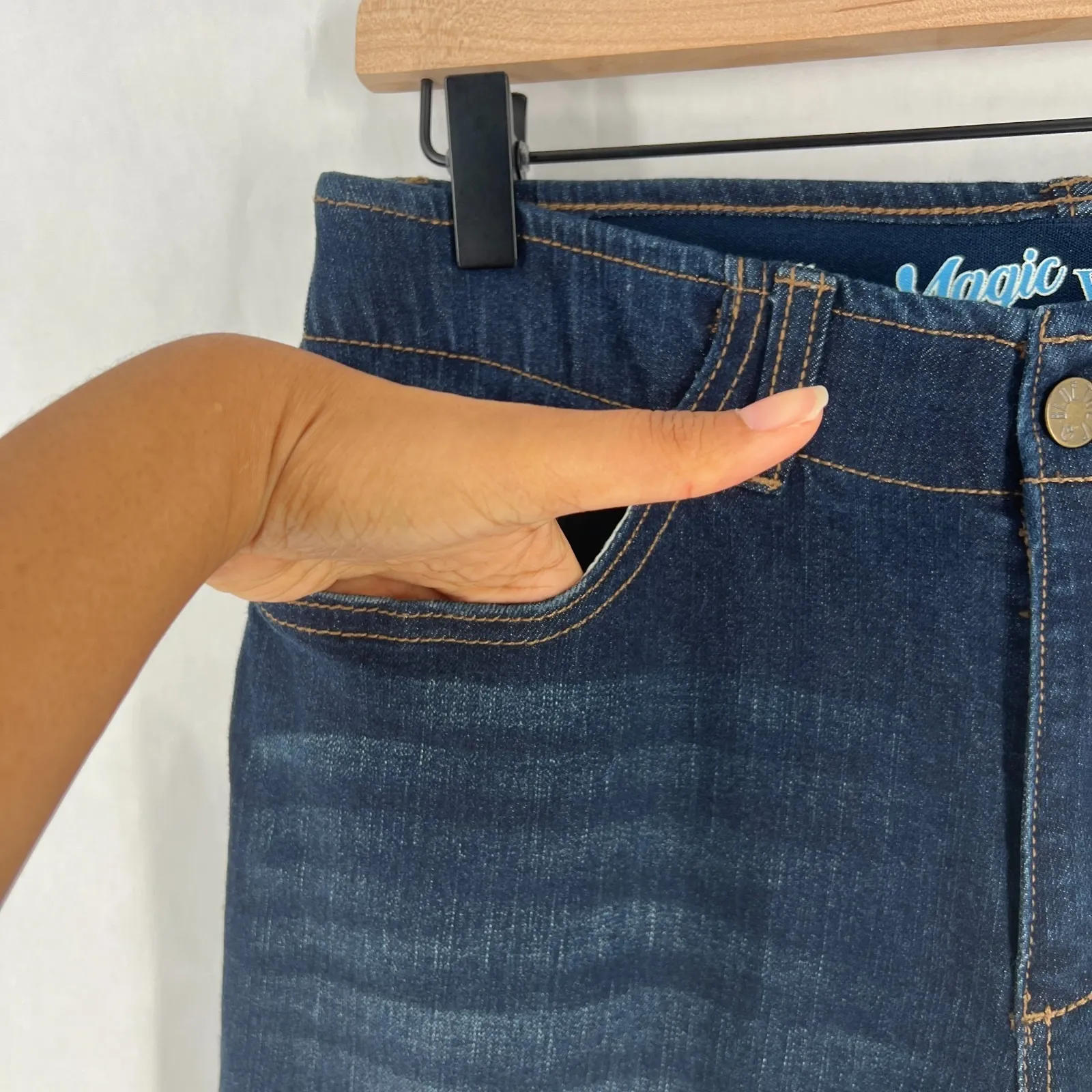 Blue Tulip The Magic Waistband Skinny Jeans Womens 10 Blue Denim Cotton Mid Rise - Image 3