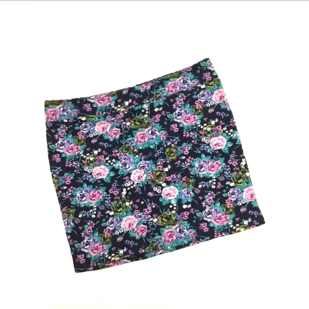 Xhilaration  Navy/Pink Floral Print Design Mini Skirt Sz XL Women - Image 7