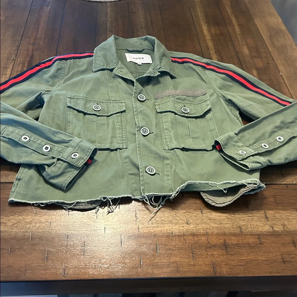 Pistola  Camilo Cropped Military Jacket Size Medium - Image 3