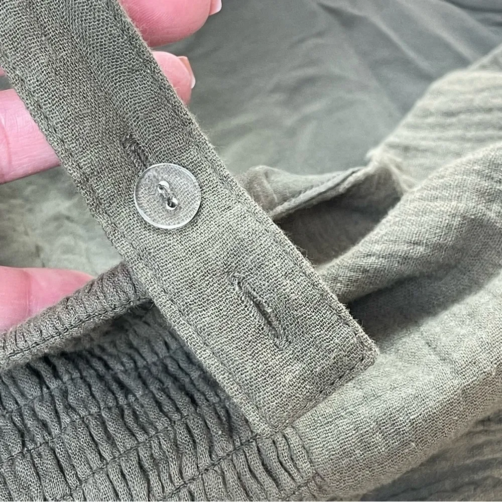 Rachel ZOE Olive Green Crepe Cotton Jumpsuit Wide leg pants - Size 10 - Image 7