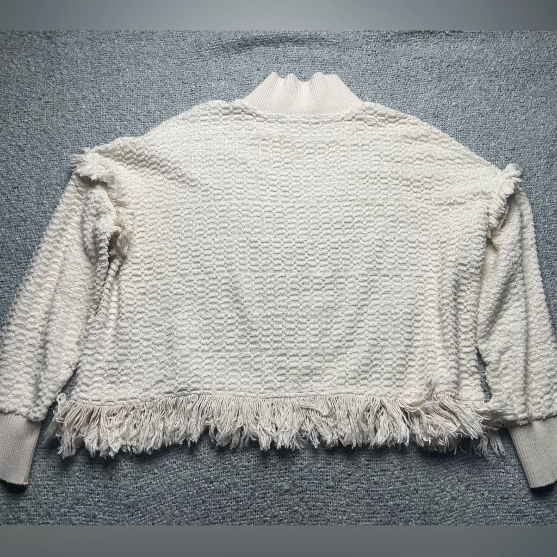 Zara Oversized Cream Knit Boho Sweater‎ - Image 7