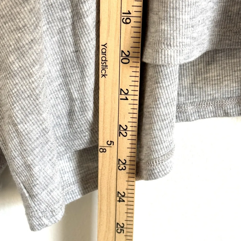 Joah Brown Oversized Ribbed Knit Long Sleeve Top One Size Gray Slouchy Crop - Image 6