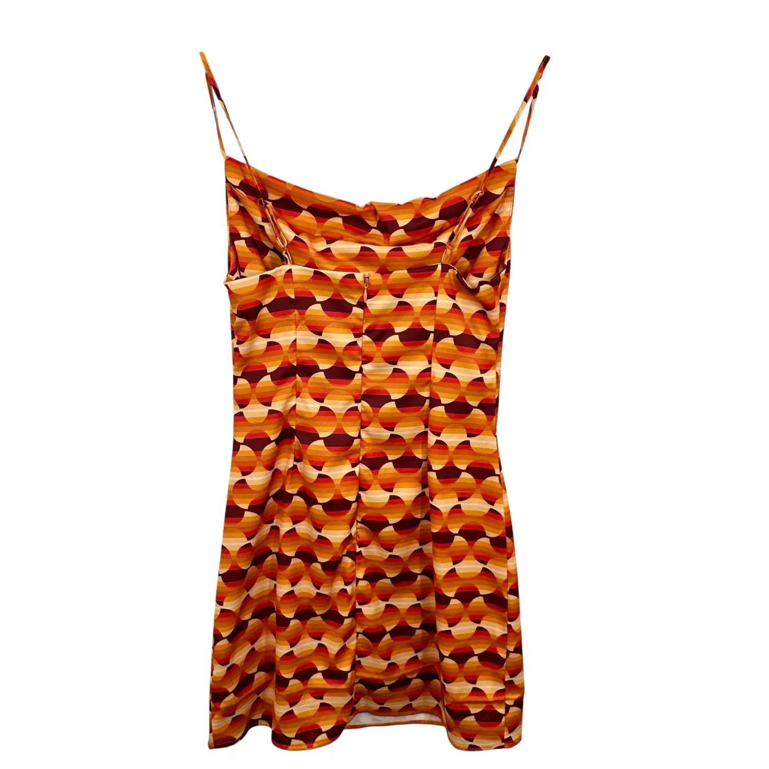 Urban Outfitters Retro Geometric Print Cowl Neck Slip Mini Dress Orange Yellow - Image 12