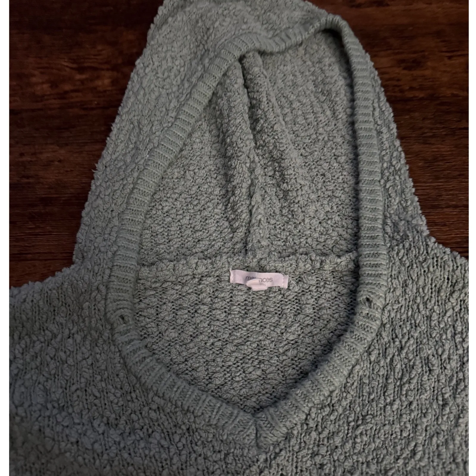 Maurices Light Green‎ Textured V Neck Hoodie Sweater Size M - Image 4