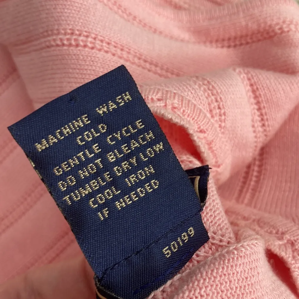 Laura Scott V Neck Knit Sweater Vest Pink Cotton Blend Medium Granny Vintage EUC - Image 8