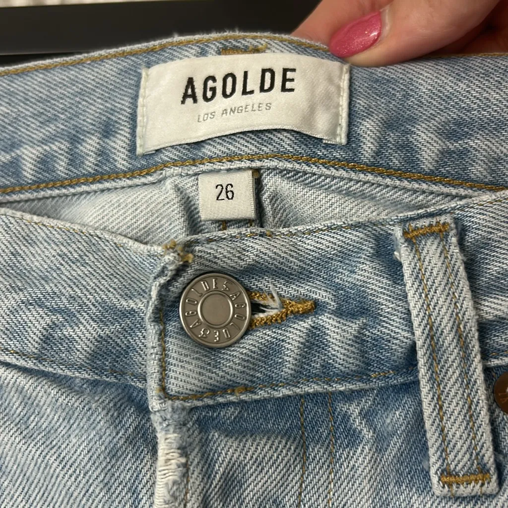 Agolde Dee Jean Denim High Rise Shorts Button Fly Size 26 - Image 5