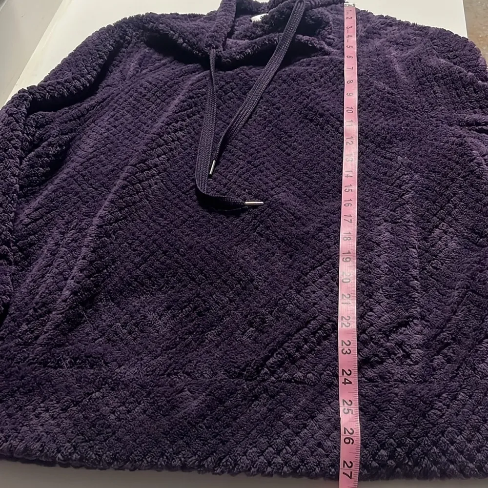 Large pullover sweater texturized comfortable draw strings pouch pocket winter Purple - Image 3