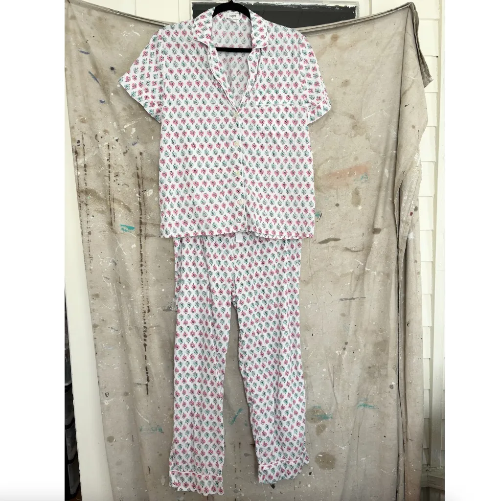 J Crew Cotton Pajama Set with Cropped Pant - Image 2