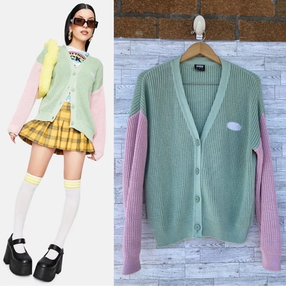 Minga London Dreamy Contrast Knitted
Cardigan medium Green - Image 3