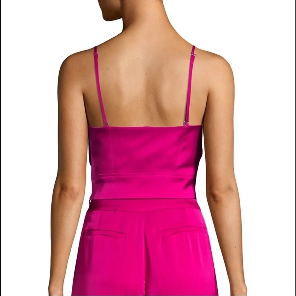 Ramy Brook Estelle Ruched Pink Satin Crop Blouse - Image 7