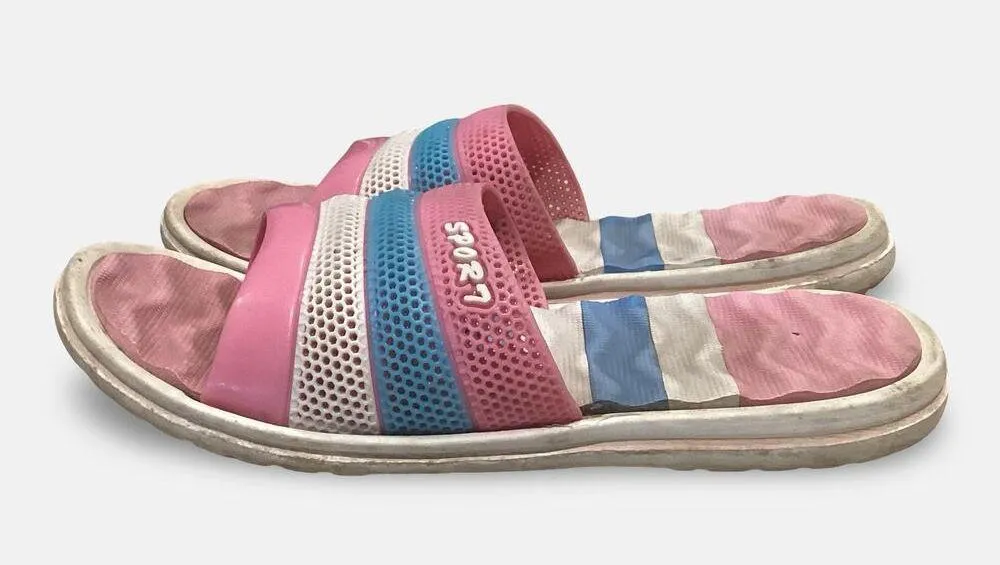 Colorful Stripes Sport Slides Pink Size 10 - Image 3