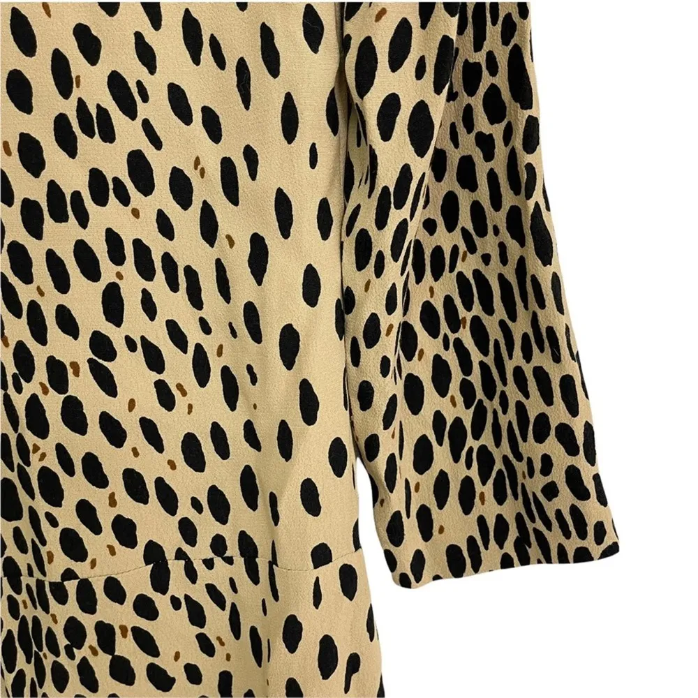 J. CREW Jules Dress Wildcat Animal Print Shift Mini Sheath Creme Black Size 0 - Image 10