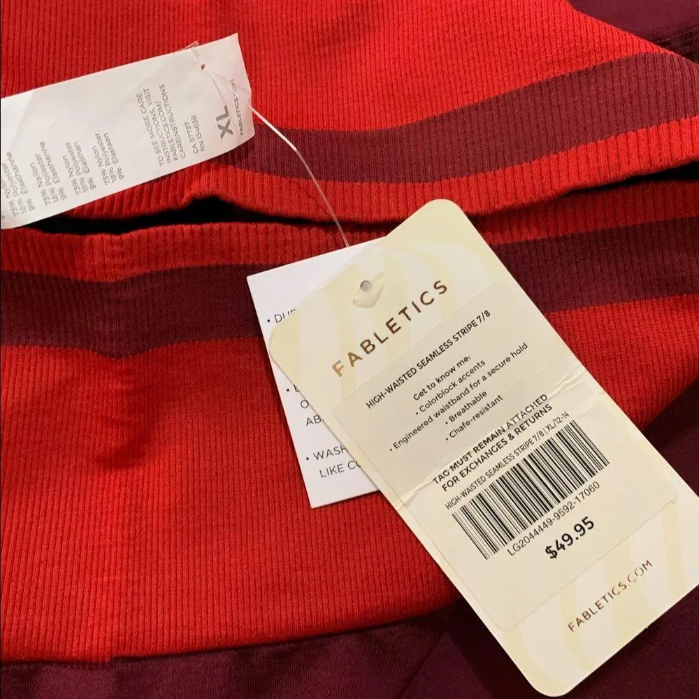 Fabletics High-Waisted Seamless Stripe 7/8 Leggings Women's XLarge NWT - Image 3