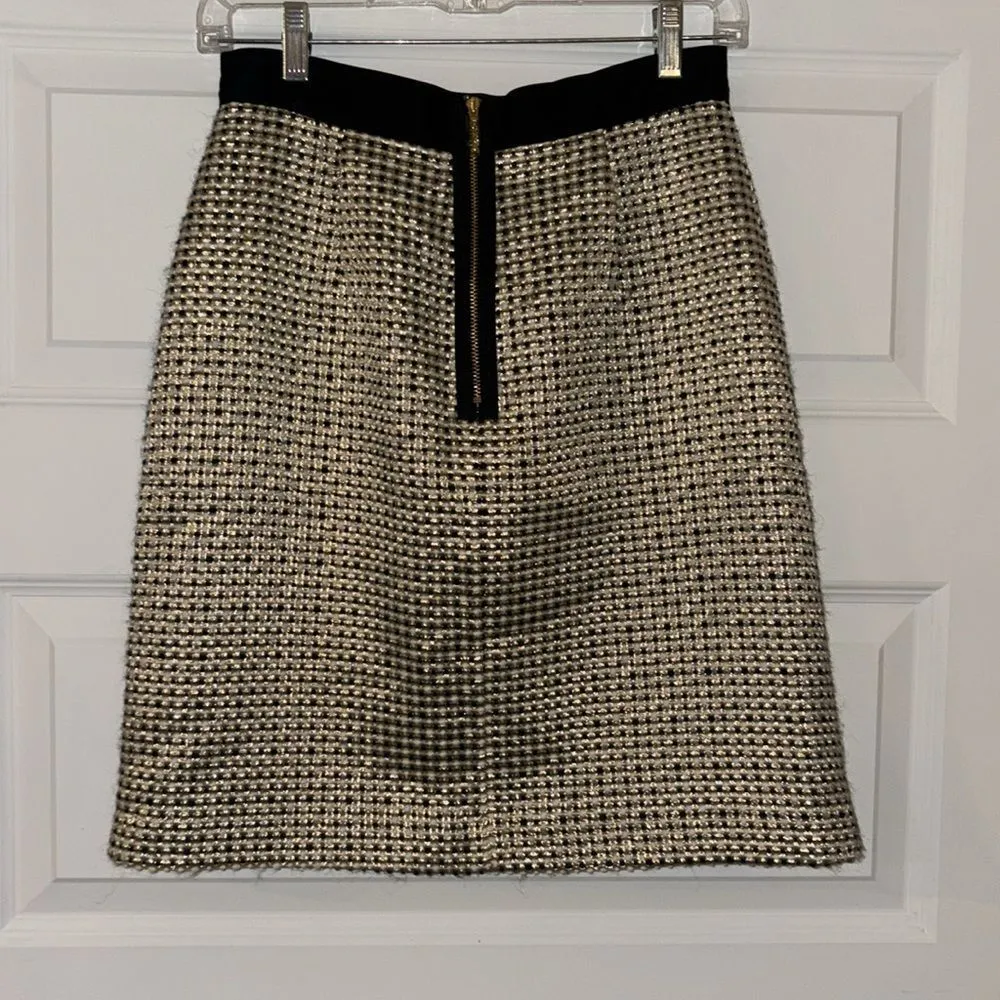 Kate Spade Kylie Gold Tweed Metallic Boucle Pencil Skirt - Image 4