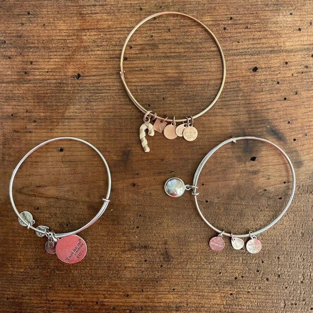 2 Alex and Ani United States NAVY Charm Bangle Bracelet Rafaelian Gold Silver - Image 2