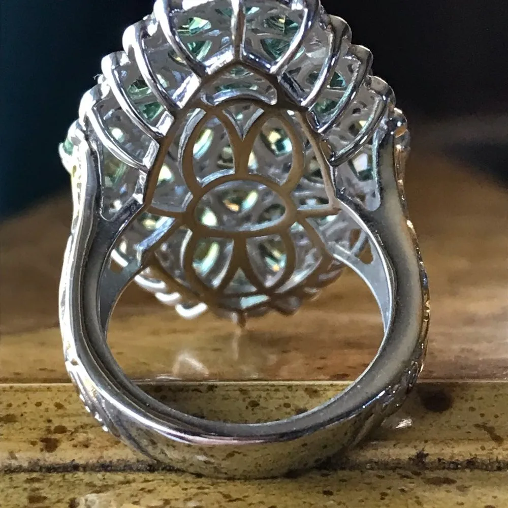 Natural Green Apatite Cocktail Ring Size 6.75 - Image 4