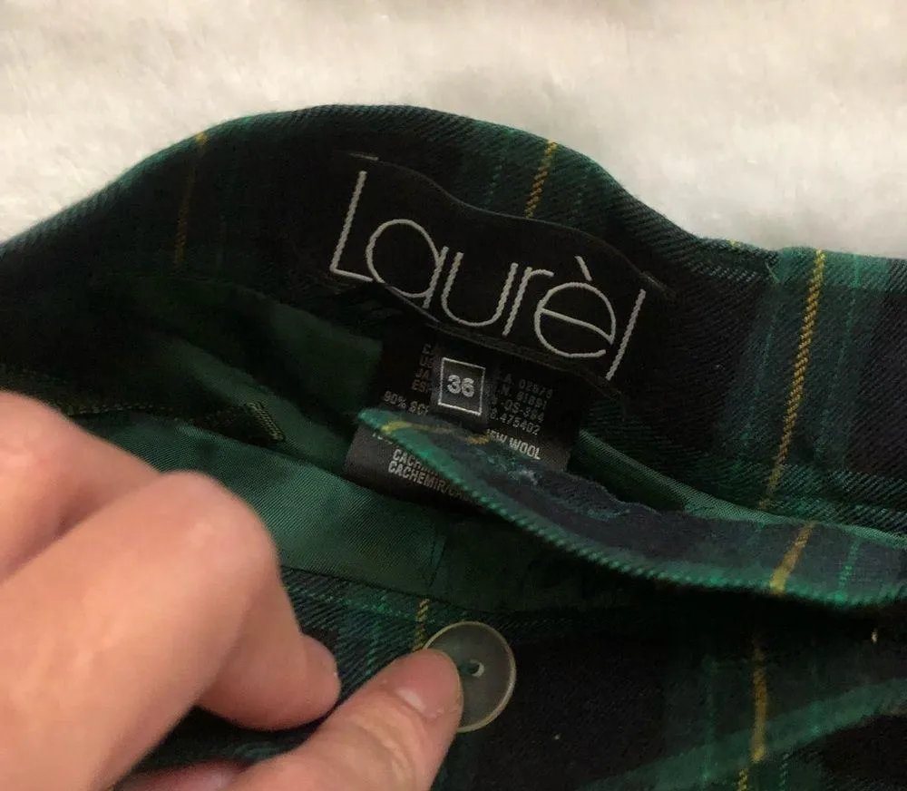 Laurel Green Blue Plaid High Waisted Bermuda short Size 36 - Image 3