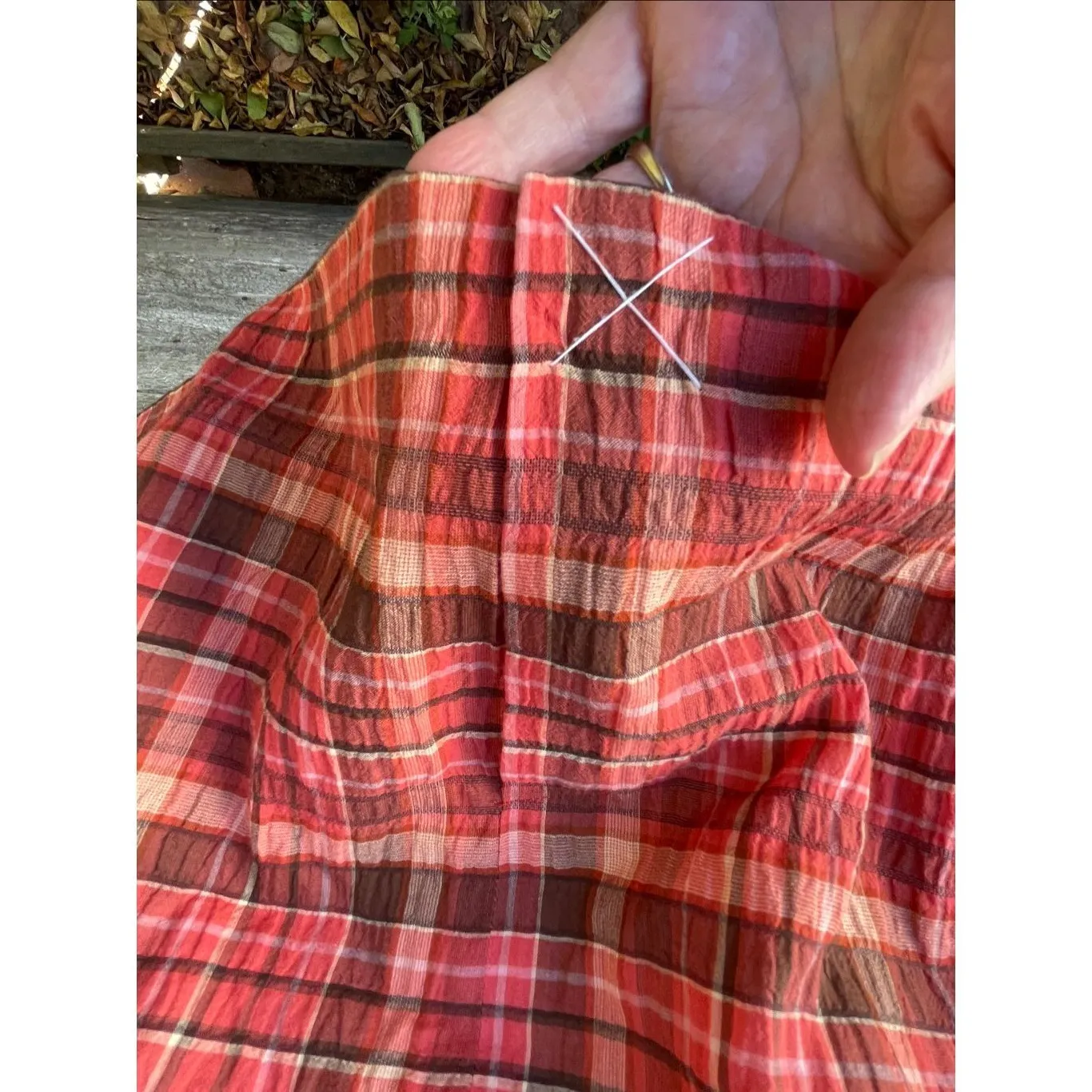 Talbots size 14WP plaid 3/4 sleeves crinkled plaid jacket. - Image 7