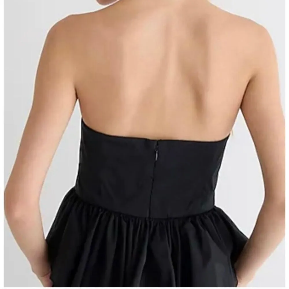 J.Crew strapless black taffeta peplum top size 6 Black - Image 2