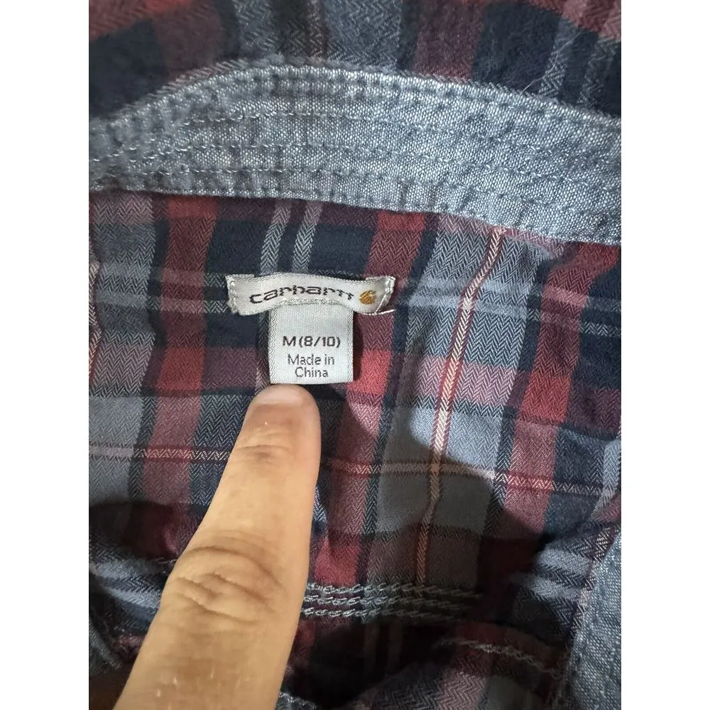 Carhartt Women's Size (M 8-10)‎ Navy & Red Flannel Button Up Casual Work EUC - Image 4