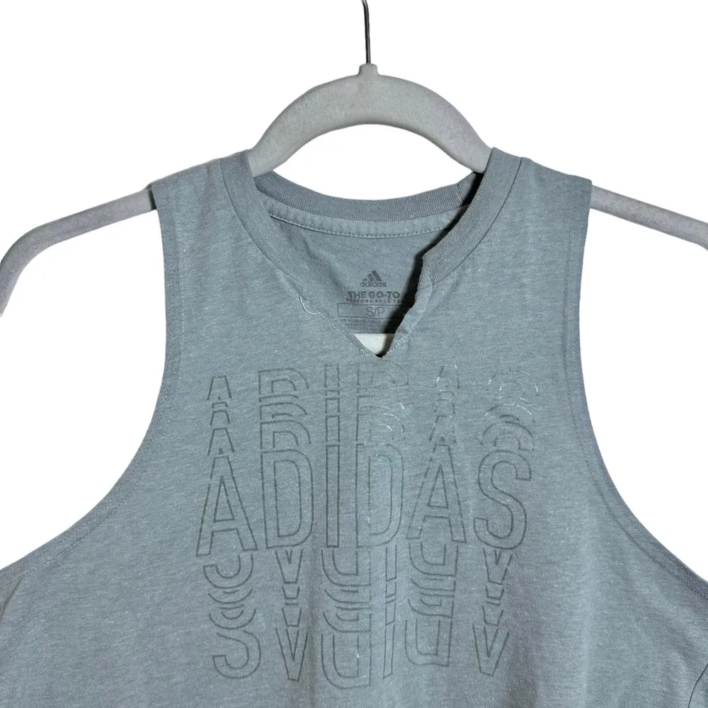 Adidas The Go To Tee Womens Small Gray Sleeveless Crop Cropped Tank Top Athletic - Image 3