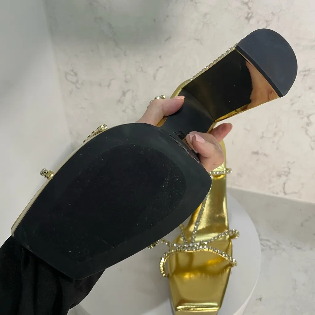 New‎ Jeffrey Campbell Nuite
Gold Embellished Slingback Platform Sandal 9.5 $250 - Image 7