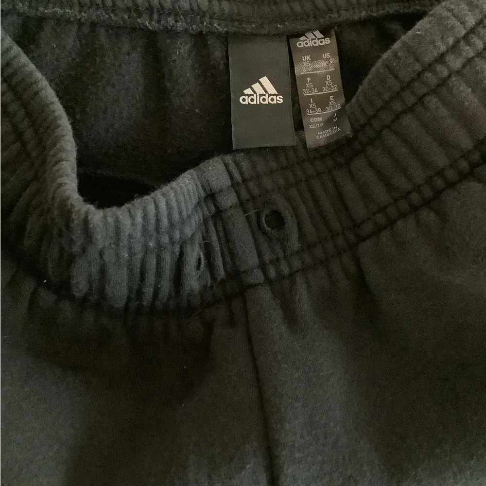 Adidas Size XS Black and White Track Pants with Signature Stripes. Preloved - Image 6