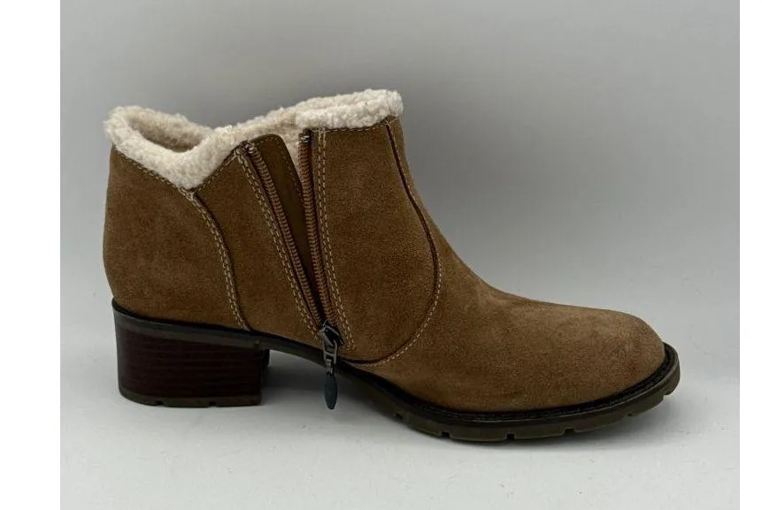 Sporto Womens Brown Ankle Boots Size 7.5M Suede Faux Fur Lined With Zipper Closu - Image 4