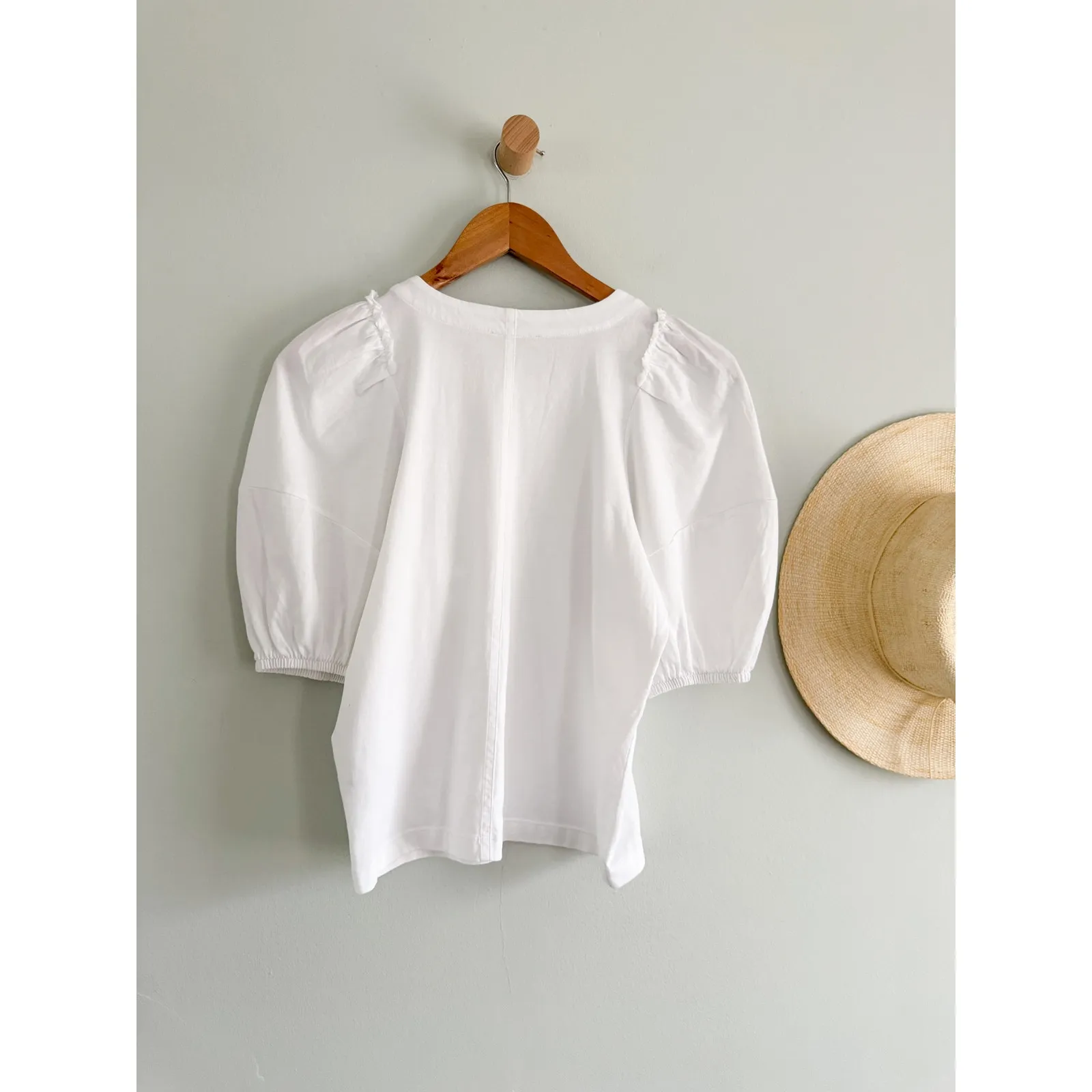 Madewell | NWT | Puff-Sleeve Tee in White | Sz XS - Image 9