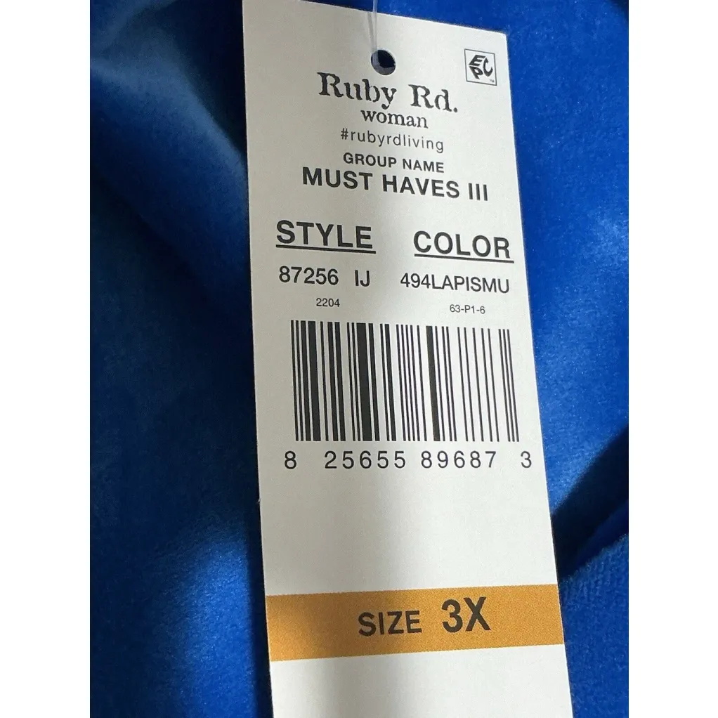 Woman’s Ruby Road Woman 3xl Blue Gold Firework Design 3/4 Sleeve Pullover Top - Image 5