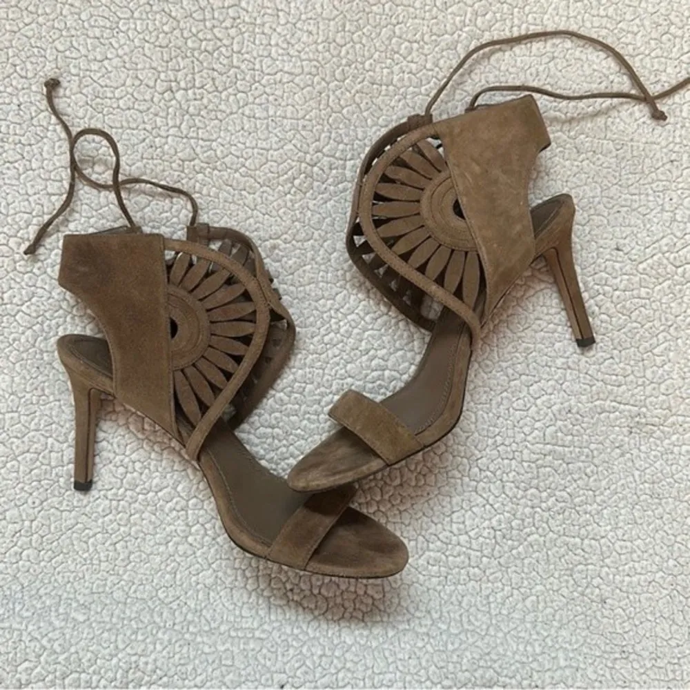 Leyla Lace Up Suede Cut Out Open Toe Stilettos Heels Size 7.5 - Image 2
