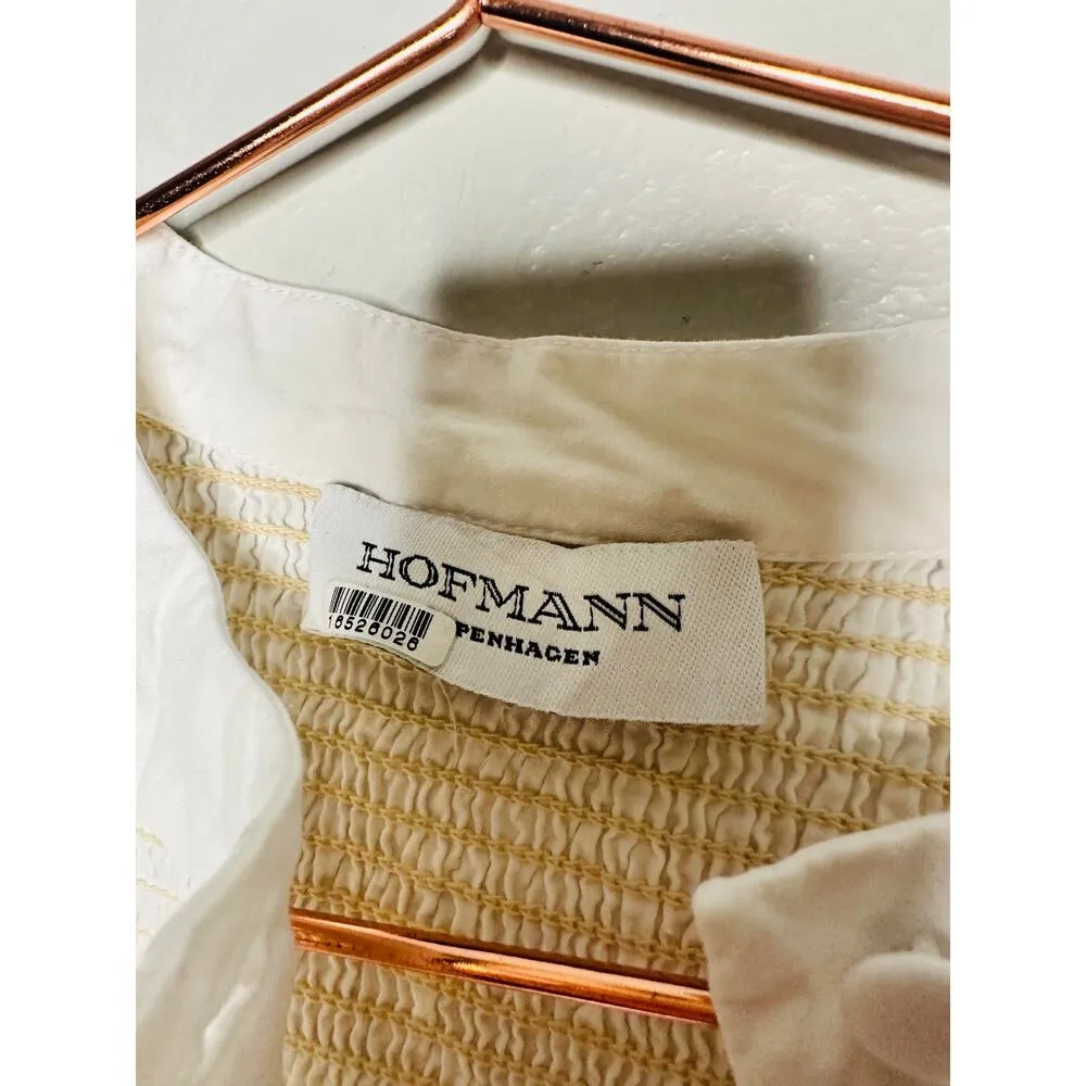 HOFFMAN COPENHAGEN White 100% Cotton Floral Embroidery Smocked Mini Dress 34 Size undefined - Image 8