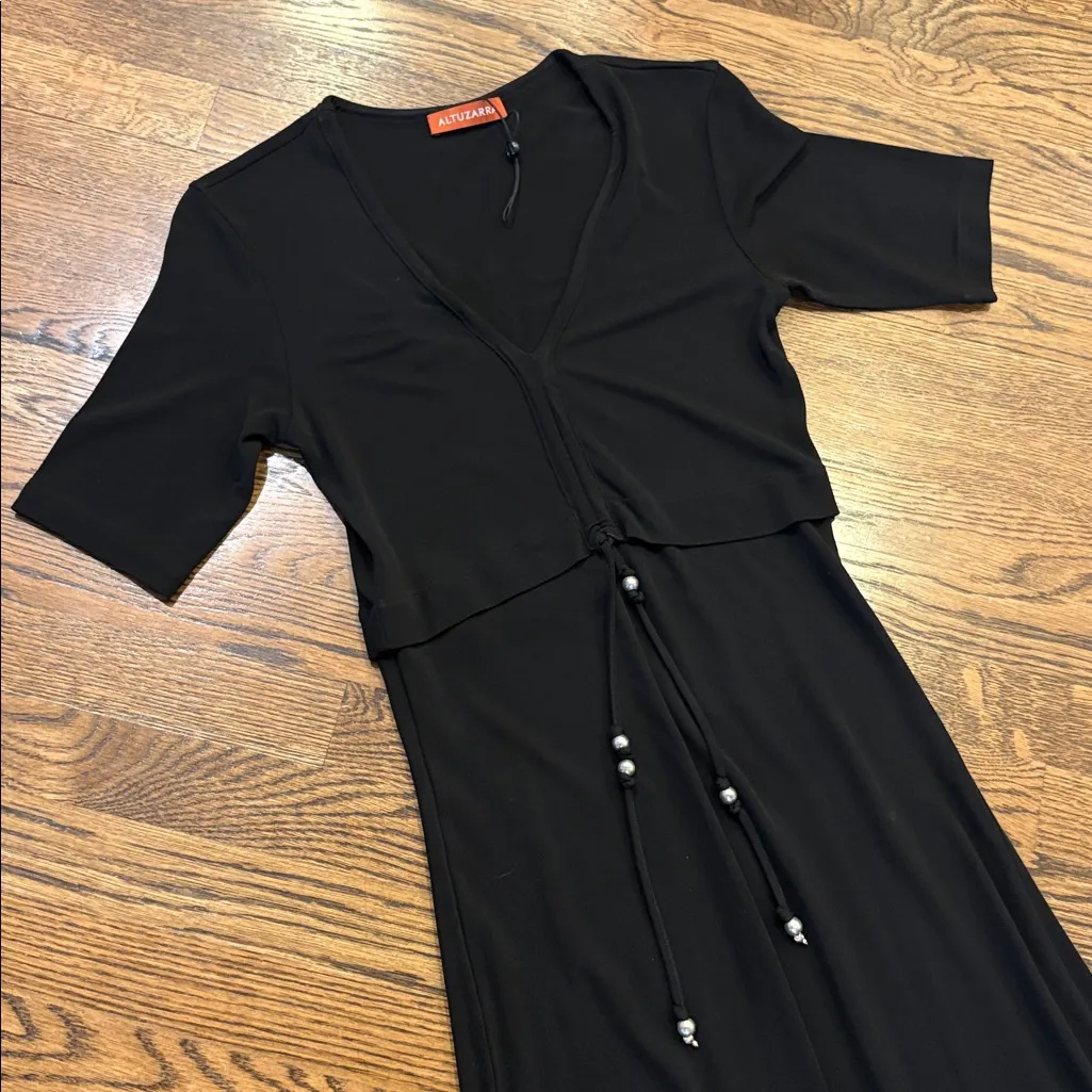 Altazurra Panza vneck short sleeve jersey maxi dress,40 (US 6/8),beaded accents - Image 2