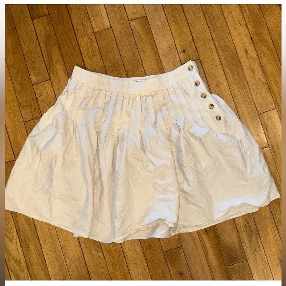 Madewell Hemp-Cotton Pintuck High Rise Full Mini Skirt Undyed Edition Size 8‎ - Image 3